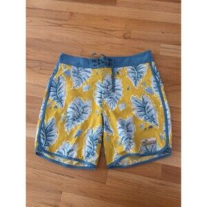 Patagonia Men’s Board Shorts Swim Trunks Tropical Print - Blue Yellow Sz L/32